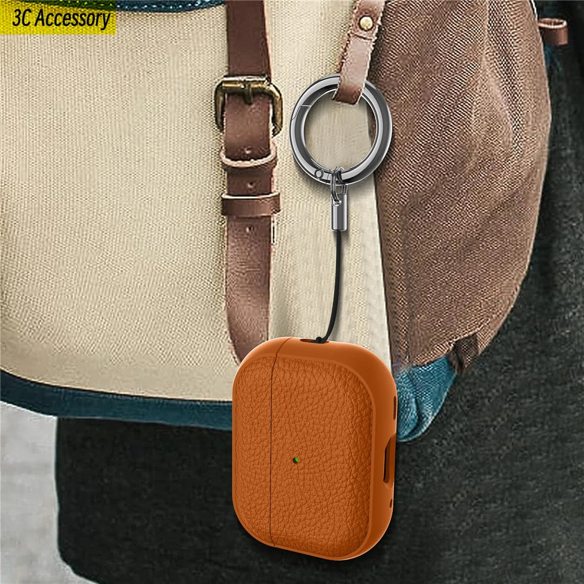 Case for New Airpods Pro 2025 Case PU Leather Grain Case with Keyring Airpod Wireless Earphone Accessoris for Airpods 4Th Cases