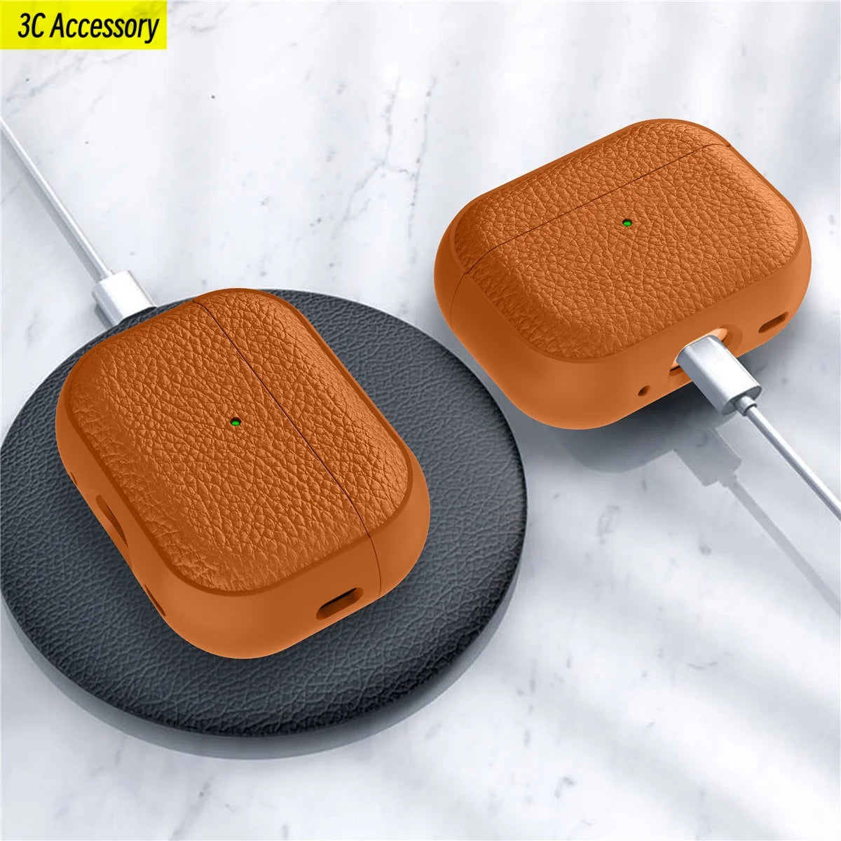 Case for New Airpods Pro 2025 Case PU Leather Grain Case with Keyring Airpod Wireless Earphone Accessoris for Airpods 4Th Cases